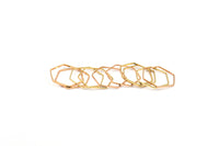 Rose Gold / Gold Hexagon Ring  Charm, 24 Rose Gold Plated - Gold Plated Hexagon Shaped Ring Charms (22x0.6x1mm) BS 1205 Q0015