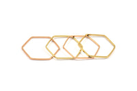 Rose Gold / Gold Hexagon Ring  Charm, 24 Rose Gold Plated - Gold Plated Hexagon Shaped Ring Charms (22x0.6x1mm) BS 1205 Q0015