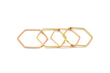 Rose Gold / Gold Hexagon Ring  Charm, 24 Rose Gold Plated - Gold Plated Hexagon Shaped Ring Charms (22x0.6x1mm) BS 1205 Q0015