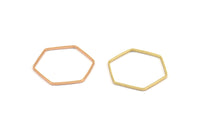 Rose Gold / Gold Hexagon Ring  Charm, 24 Rose Gold Plated - Gold Plated Hexagon Shaped Ring Charms (22x0.6x1mm) BS 1205 Q0015