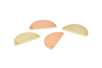 Rose Gold / Gold Circle Blank, 6 Rose Gold Plated - Gold Plated  Brass Semi Circle Blanks with 2 Holes (25x12.5x0.80) A0877 Q0018
