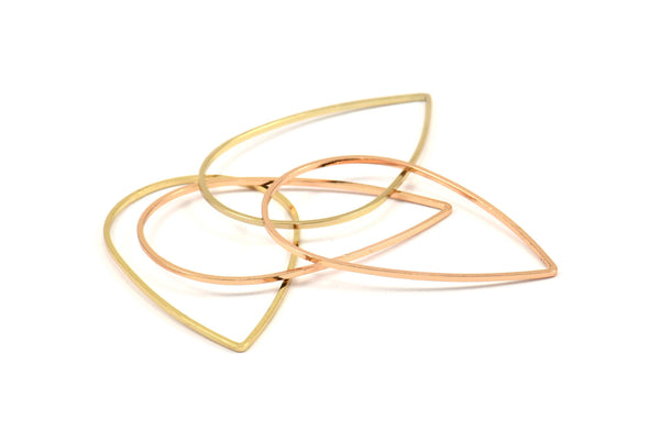 Rose Gold / Gold Drop Connector, 8 Rose Gold Plated - Gold Plated Brass Drop Connectors (30x47x0.8mm) Bs 1138 Q0126
