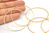 Rose Gold / Gold Circle Connector, 8 Rose Gold Plated - Gold Plated Brass Circle Connectors (50x1x1mm) BS 1083 Q0042