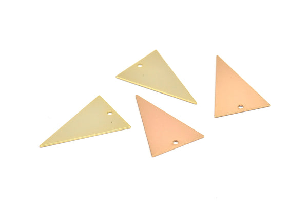 Rose Gold / Gold Triangle, 8 Rose Gold Plated - Gold Plated Brass Triangle Charms With 1 Hole (25x16mm) A0008 Q0102