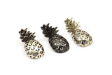 Pineapple Pendant - 2 PCS Black Plated, Antique Silver Plated, Nickel Free Plated Pineapple Pendants (30x13.4x6.3mm) N0250