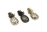 Pineapple Pendant - 2 PCS Black Plated, Antique Silver Plated, Nickel Free Plated Pineapple Pendants (30x13.4x6.3mm) N0250