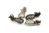 Pineapple Pendant - 2 PCS Black Plated, Antique Silver Plated, Nickel Free Plated Pineapple Pendants (30x13.4x6.3mm) N0250