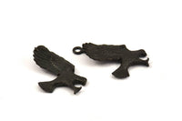 Black Eagle Charm, 2 Oxidized Brass Eagle Necklace Pendants, (33x19mm) N0277 S384