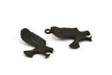 Black Eagle Charm, 2 Oxidized Brass Eagle Necklace Pendants, (33x19mm) N0277 S384