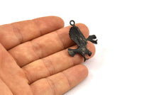 Black Eagle Charm, 2 Oxidized Brass Eagle Necklace Pendants, (33x19mm) N0277 S384