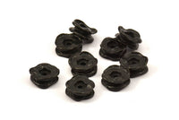 Wavy Spacer Bead, 8 Oxidized Brass Double Wave Rondelle Beads, Findings (13x5mm) S585