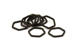 Black Hexagon Connector Ring, 6 Black Oxidized Brass Hexagon Connector Rings (22x2x2mm) D0135 S433