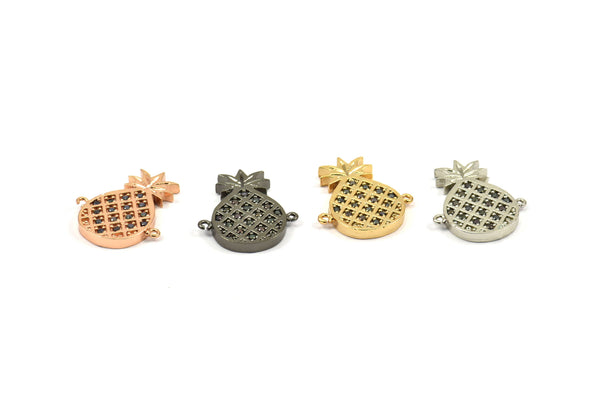 Pineapple Connector Charm , Rose Gold Plated, Gold Plated, Black Plated, Nickel Free Plated Pineapple Connector (21x13mm)