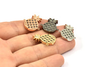 Pineapple Connector Charm , Rose Gold Plated, Gold Plated, Black Plated, Nickel Free Plated Pineapple Connector (21x13mm)