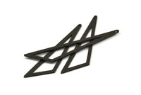 Black Triangle - 4 Oxidized Brass Black Open Triangles, Charms, Findings (59x47x18x0.80mm) Bs 1291 S531