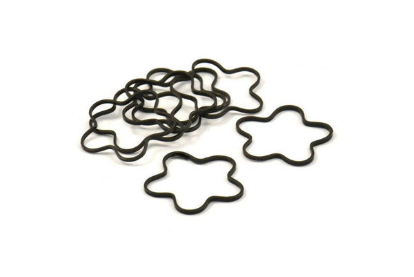 Black Floral Wire Connector, 25 Oxidized Brass Flower Connectors (19.50mm) Bs-1131 S527