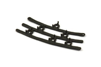 Black Pendant Setting - Oxidized Brass Pendant Setting for 5 to 6mm Cabochon (65x27mm) N0244 S528