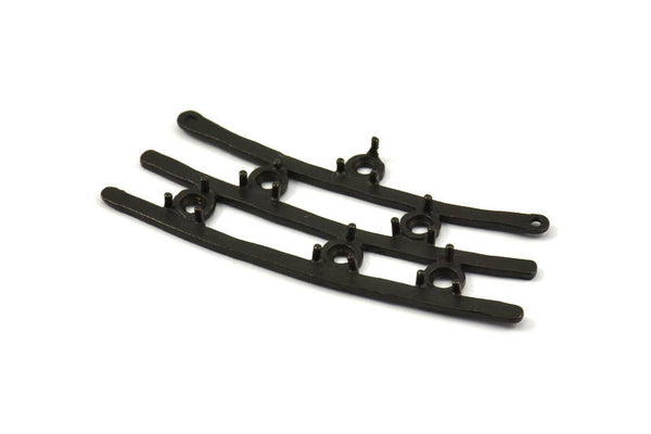 Black Pendant Setting - Oxidized Brass Pendant Setting for 5 to 6mm Cabochon (65x27mm) N0244 S528