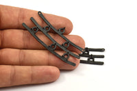 Black Pendant Setting - Oxidized Brass Pendant Setting for 5 to 6mm Cabochon (65x27mm) N0244 S528