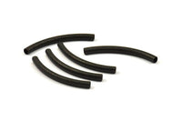 Black Textured Curved Tubes, 10 Black Oxidized Brass Textured Curved Tubes (4x45) Bs 1634 S435
