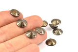 Vintage Boho Bead Caps, 30 Antique Brass Round Cambered Findings with 2 Holes, Bead Caps, Tags  (10mm) K070