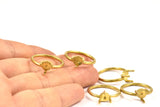 Claw Ring Setting, 7 Raw Brass 6mm Ring Settings With 3 Claws, Ring Blanks N0285