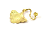 Brass Gingko Pendant, 2 Raw Brass Leaf Charms (29x32mm) n0698