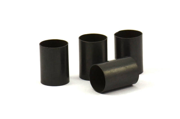 Black Tube Beads - 6 Oxidized Brass Tubes (10x14mm) Bs 1553 S087