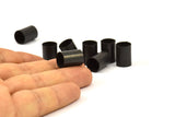 Black Tube Beads - 6 Oxidized Brass Tubes (10x14mm) Bs 1553 S087