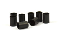 Black Tube Beads - 6 Oxidized Brass Tubes (10x14mm) Bs 1553 S087