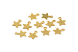 Tiny Gold Stars, 40 Gold Plated Star Charms with 1 Loop (8x10mm) Brs 301 A0261