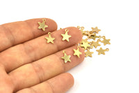 Tiny Gold Stars, 20 Gold Plated Star Charms with 1 Loop (8x10mm) Brs 301 A0261