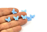 Opal Butterfly Beads, 1 Synthetic Light Blue Opal Beads,Tiny Butterfly Bead, Butterfly Charm, Exotic Beads (11x10mm) F076