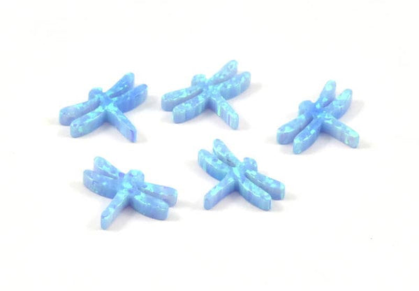 Blue Opal Dragonfly, 1 Synthetic Opal Dragonfly Bead, Dragonfly Charm, Beads (10x13mm) F060
