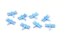 Blue Opal Dragonfly, 1 Synthetic Opal Dragonfly Bead, Dragonfly Charm, Beads (10x13mm) F060