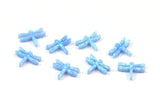 Blue Opal Dragonfly, 1 Synthetic Opal Dragonfly Bead, Dragonfly Charm, Beads (10x13mm) F060