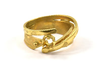 Stone Ring Settings - Raw Brass Adjustable Claw Ring Settings - Pad Size 4mm N0161