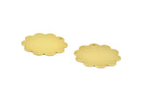 Brass Flower Charm, 10 Raw Brass Flower Stamping Blank Tag Charms  (30mm) N0515
