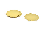 Brass Flower Charm, 10 Raw Brass Flower Stamping Blank Tag Charms  (30mm) N0515
