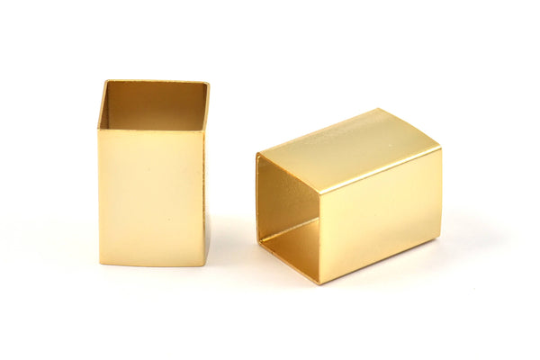 Geometric Tube Bead, 3 Huge Gold Plated Brass Square Tube Beads (14x20mm) Bs 1521 Q0059