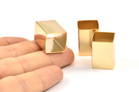 Geometric Tube Bead, 3 Huge Gold Plated Brass Square Tube Beads (14x20mm) Bs 1521 Q0059
