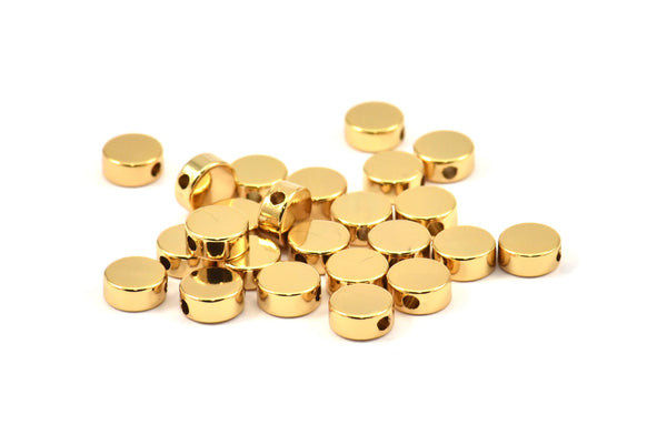 Round Spacer Bead, 8 Gold Plated Brass Circle Industrial Spacer Bead, Findings (6x2.5mm) Bs-1329