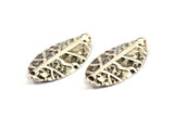 Silver Leaf Connector, 12 Antique Silver Plated Brass Leaf Connectors (26x13mm) A0461
