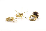 Brass Claw Rings, Raw Brass Adjustable Ring With 6 Claw For Natural Stones N0116