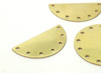 Half Moon Charm, 10 Raw Brass Semi Circle Blanks With 7 Holes (30x15x0.80mm) B0160