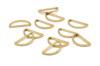 Brass Half Moon - 50 Raw Brass Semi Circle Connectors (8x15x1mm) D0022