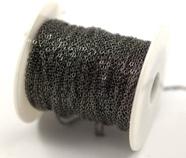 Gunmetal Brass Chain, 5 Meters - 16.5 Feet (1.5x2mm) Gunmetal Brass Soldered Chain - Y007 ( Z029 )
