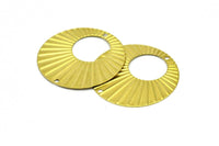 Textured Earring Finding, 10 Raw Brass Round Earring Findings With 2 Holes, Connectors, Charms (32mm) Brs 447 A0135
