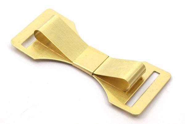 Raw Brass Bow Belt Buckle , Findings 78x35 Mm D146--c098