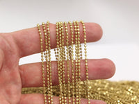 2mm Ball Chain, 5 M - 16.5 Feet (2mm) Raw Brass Faceted Ball Chain Mv17 ( Z041 )